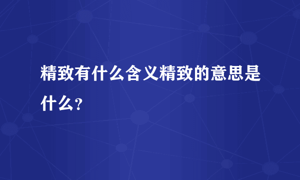 精致有什么含义精致的意思是什么？