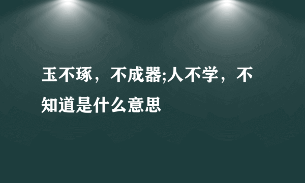 玉不琢，不成器;人不学，不知道是什么意思