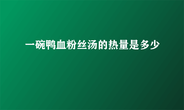 一碗鸭血粉丝汤的热量是多少