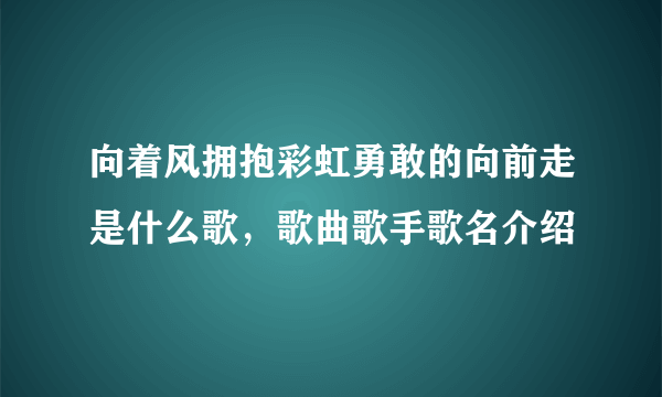 向着风拥抱彩虹勇敢的向前走是什么歌，歌曲歌手歌名介绍