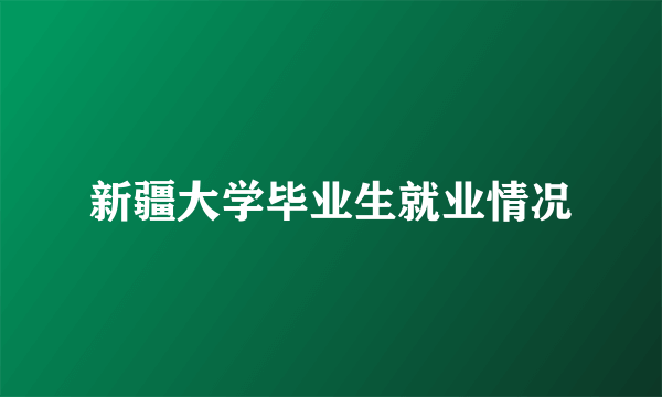 新疆大学毕业生就业情况