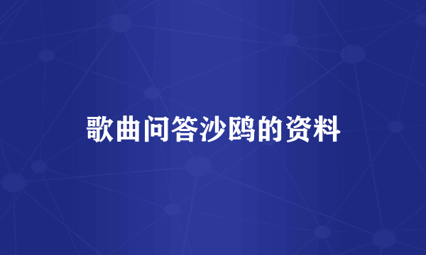 歌曲问答沙鸥的资料