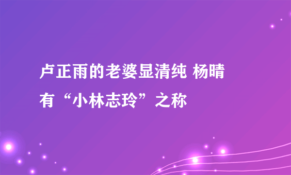 卢正雨的老婆显清纯 杨晴瑄有“小林志玲”之称