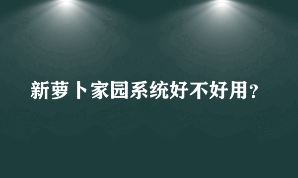 新萝卜家园系统好不好用？