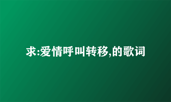 求:爱情呼叫转移,的歌词