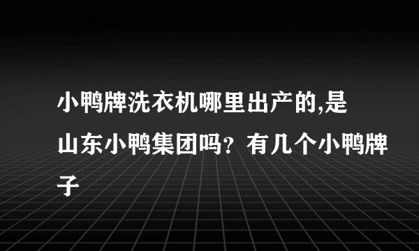 小鸭牌洗衣机哪里出产的,是山东小鸭集团吗？有几个小鸭牌子