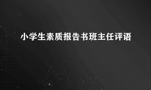 小学生素质报告书班主任评语