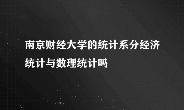 南京财经大学的统计系分经济统计与数理统计吗