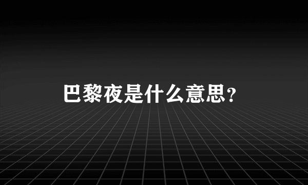 巴黎夜是什么意思？