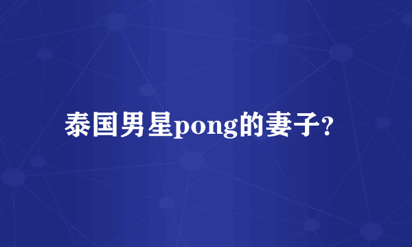 泰国男星pong的妻子？