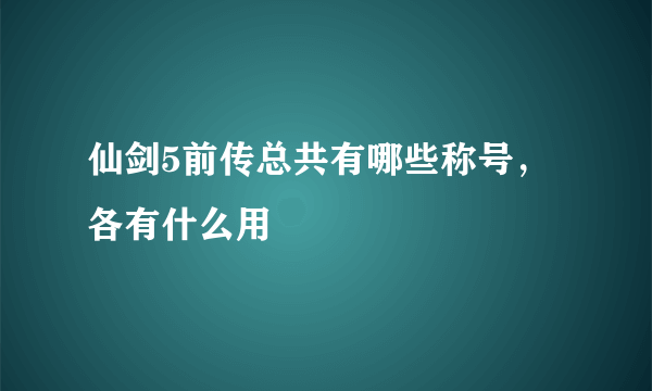 仙剑5前传总共有哪些称号，各有什么用