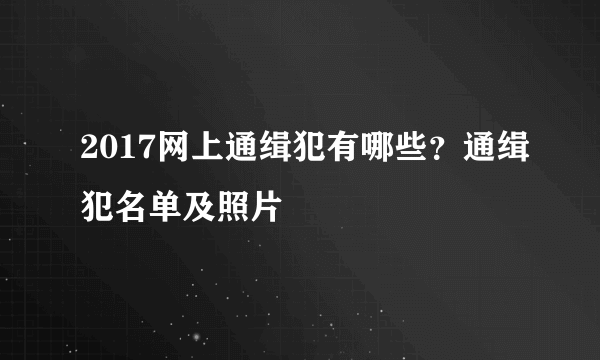 2017网上通缉犯有哪些？通缉犯名单及照片