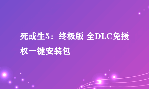 死或生5：终极版 全DLC免授权一键安装包