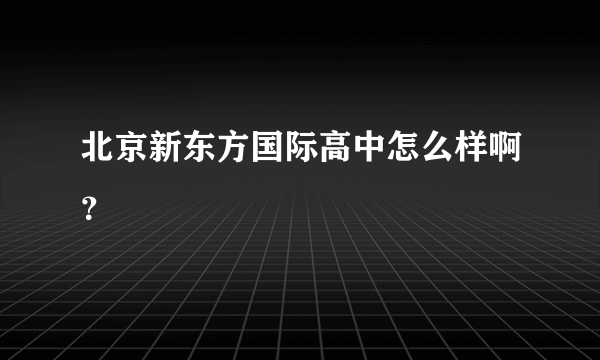 北京新东方国际高中怎么样啊？