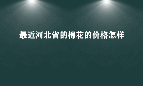 最近河北省的棉花的价格怎样