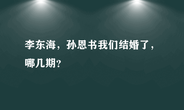 李东海，孙恩书我们结婚了，哪几期？