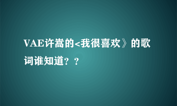 VAE许嵩的<我很喜欢》的歌词谁知道？？