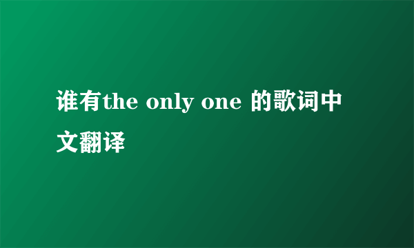 谁有the only one 的歌词中文翻译