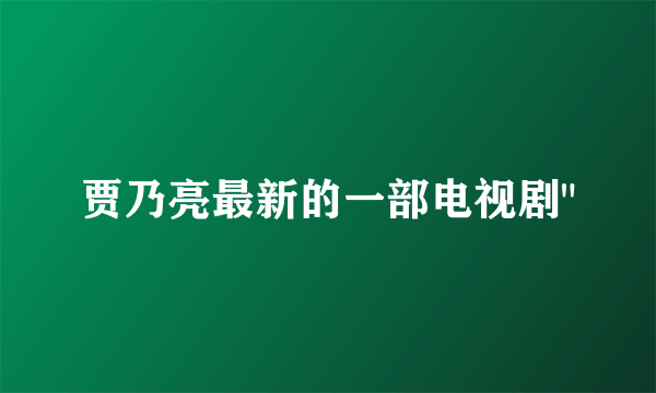 贾乃亮最新的一部电视剧