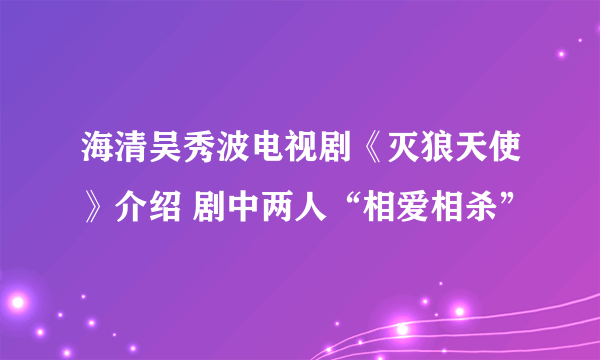 海清吴秀波电视剧《灭狼天使》介绍 剧中两人“相爱相杀”