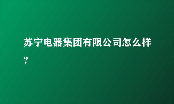 苏宁电器集团有限公司怎么样？