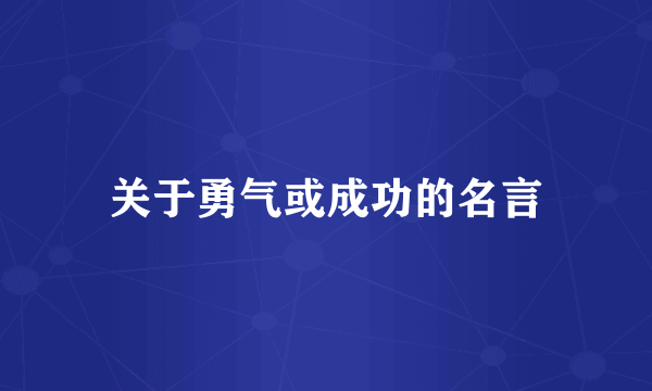 关于勇气或成功的名言