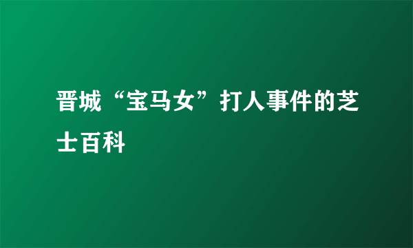 晋城“宝马女”打人事件的芝士百科