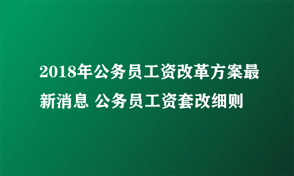 2018年公务员工资改革方案最新消息 公务员工资套改细则