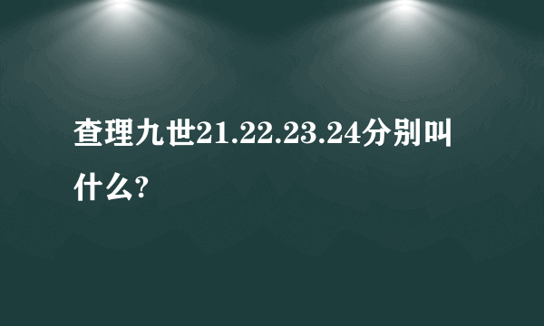 查理九世21.22.23.24分别叫什么?