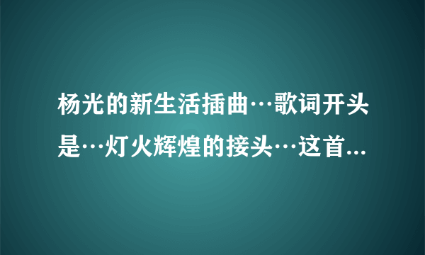 杨光的新生活插曲…歌词开头是…灯火辉煌的接头…这首歌叫什么名字啊！