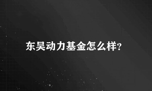 东吴动力基金怎么样？