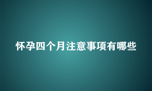 怀孕四个月注意事项有哪些