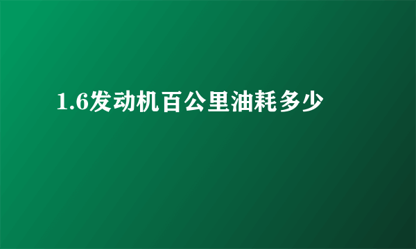 1.6发动机百公里油耗多少