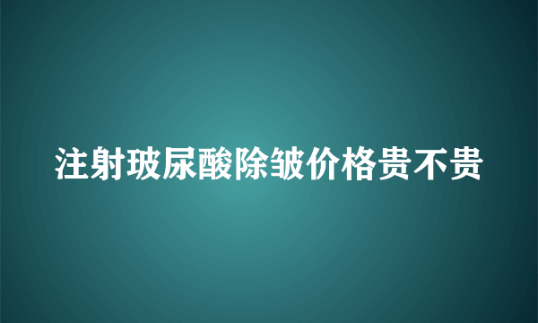 注射玻尿酸除皱价格贵不贵