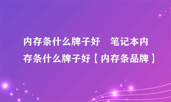 内存条什么牌子好　笔记本内存条什么牌子好【内存条品牌】