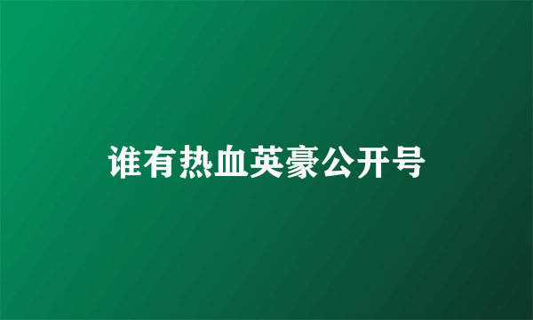 谁有热血英豪公开号