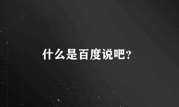 什么是百度说吧？