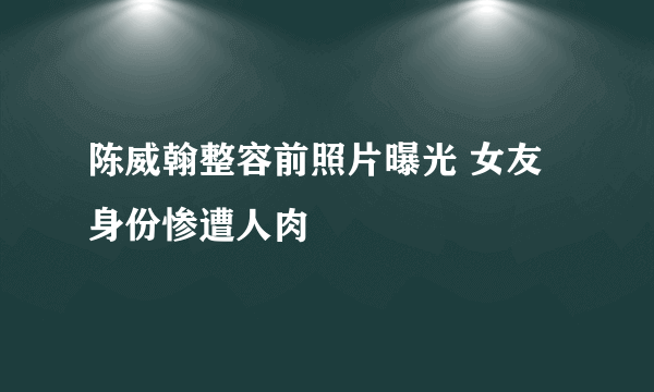 陈威翰整容前照片曝光 女友身份惨遭人肉