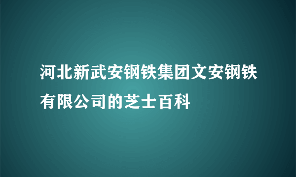 河北新武安钢铁集团文安钢铁有限公司的芝士百科