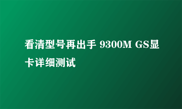 看清型号再出手 9300M GS显卡详细测试