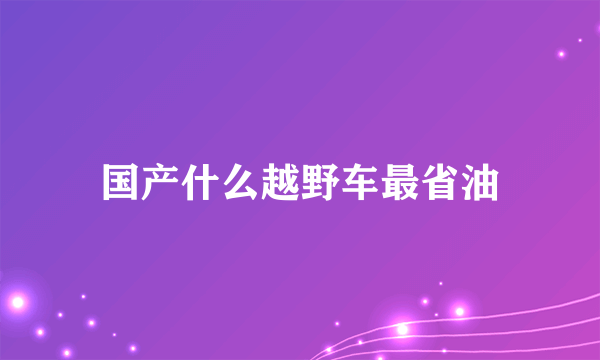 国产什么越野车最省油