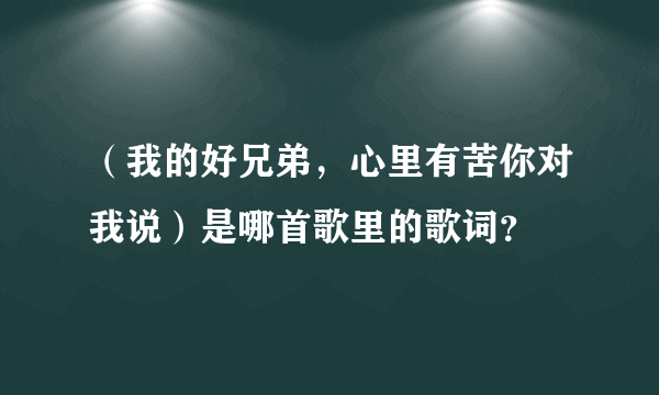 （我的好兄弟，心里有苦你对我说）是哪首歌里的歌词？