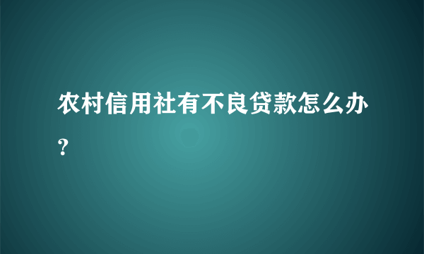 农村信用社有不良贷款怎么办？