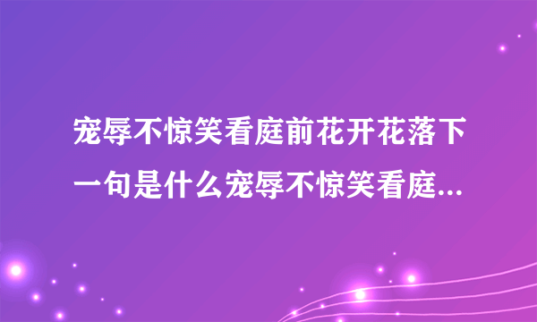 宠辱不惊笑看庭前花开花落下一句是什么宠辱不惊笑看庭前花开花落下一句是什么