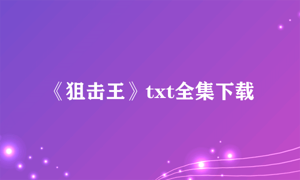 《狙击王》txt全集下载