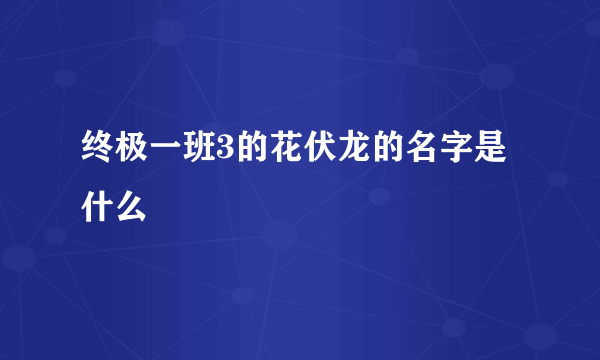 终极一班3的花伏龙的名字是什么