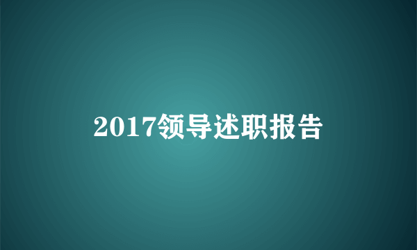 2017领导述职报告