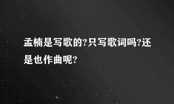 孟楠是写歌的?只写歌词吗?还是也作曲呢?