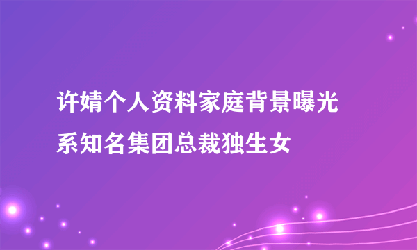 许婧个人资料家庭背景曝光 系知名集团总裁独生女