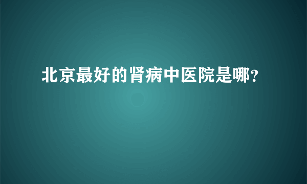 北京最好的肾病中医院是哪？